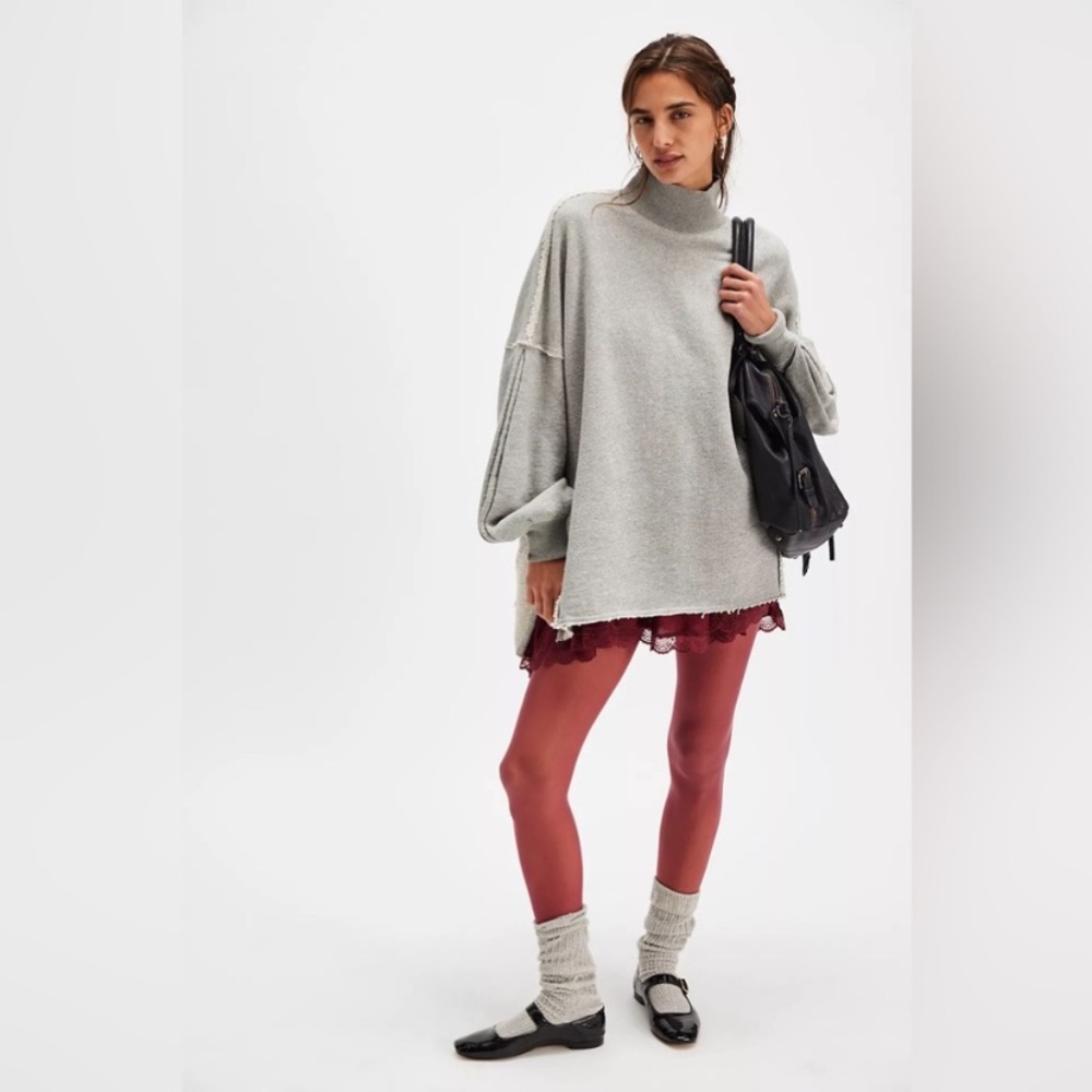 We The Free  Wonderful Pullover Sweater Slouchy Oversized Heather Gray  Large - Picture 5 of 16